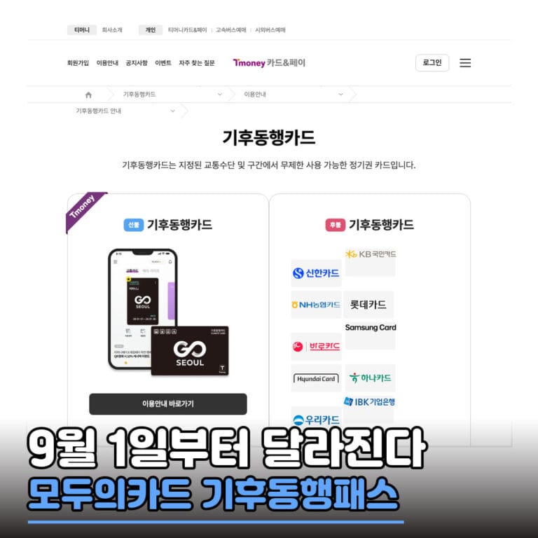 모두의카드 기후동행패스 총정리 – 전환일정·청년 39세 확대·신청방법 (2026)