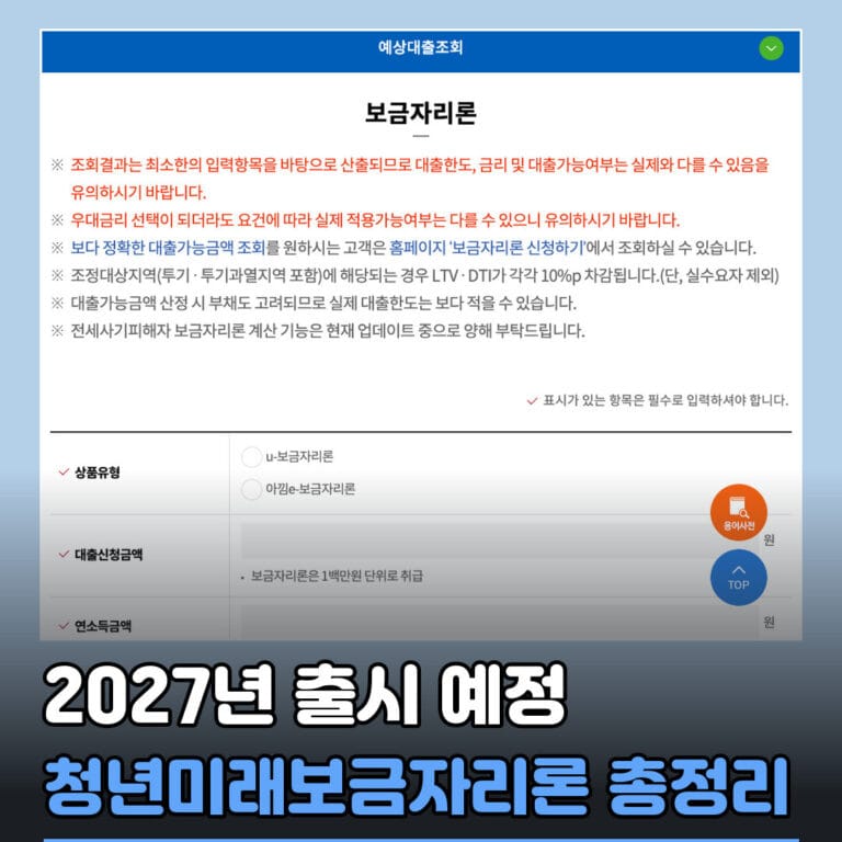 청년미래보금자리론 조건 총정리 – 자격요건, 대출한도, 금리부터 2027년 1월 출시 예정일까지