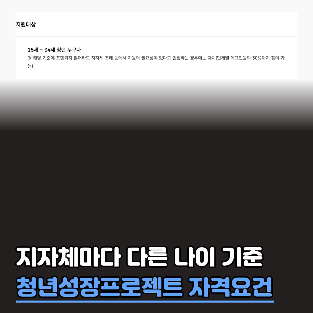 청년성장프로젝트 자격요건 - 지자체마다 다른 연령 기준 안내